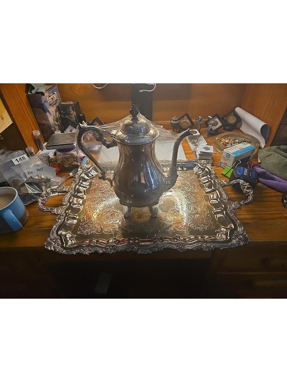 Sheridan Silverplated Teapot And Serving Tray